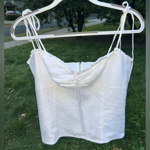 ⚪️🦢Novena Linen Top by Reformation in Ivory / White | Size 10 - Picture 5 of 17